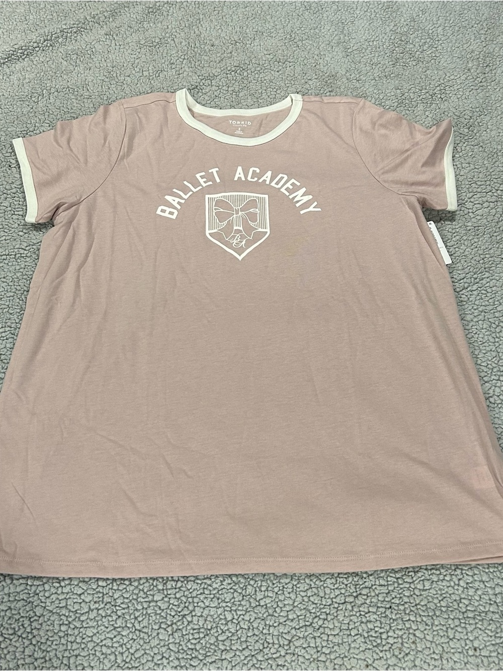torrid Mauve Ballet Academy Ringer Tee with White Trim